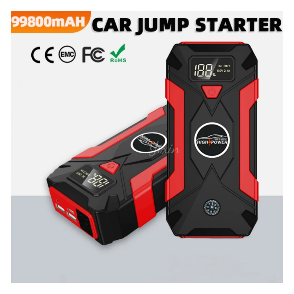 Factory Car Battery Booster Power Bank Charger Lithium Battery Pack 12V 16000mah 8000mah Portable Car Tyre Air Pump Jump Starter