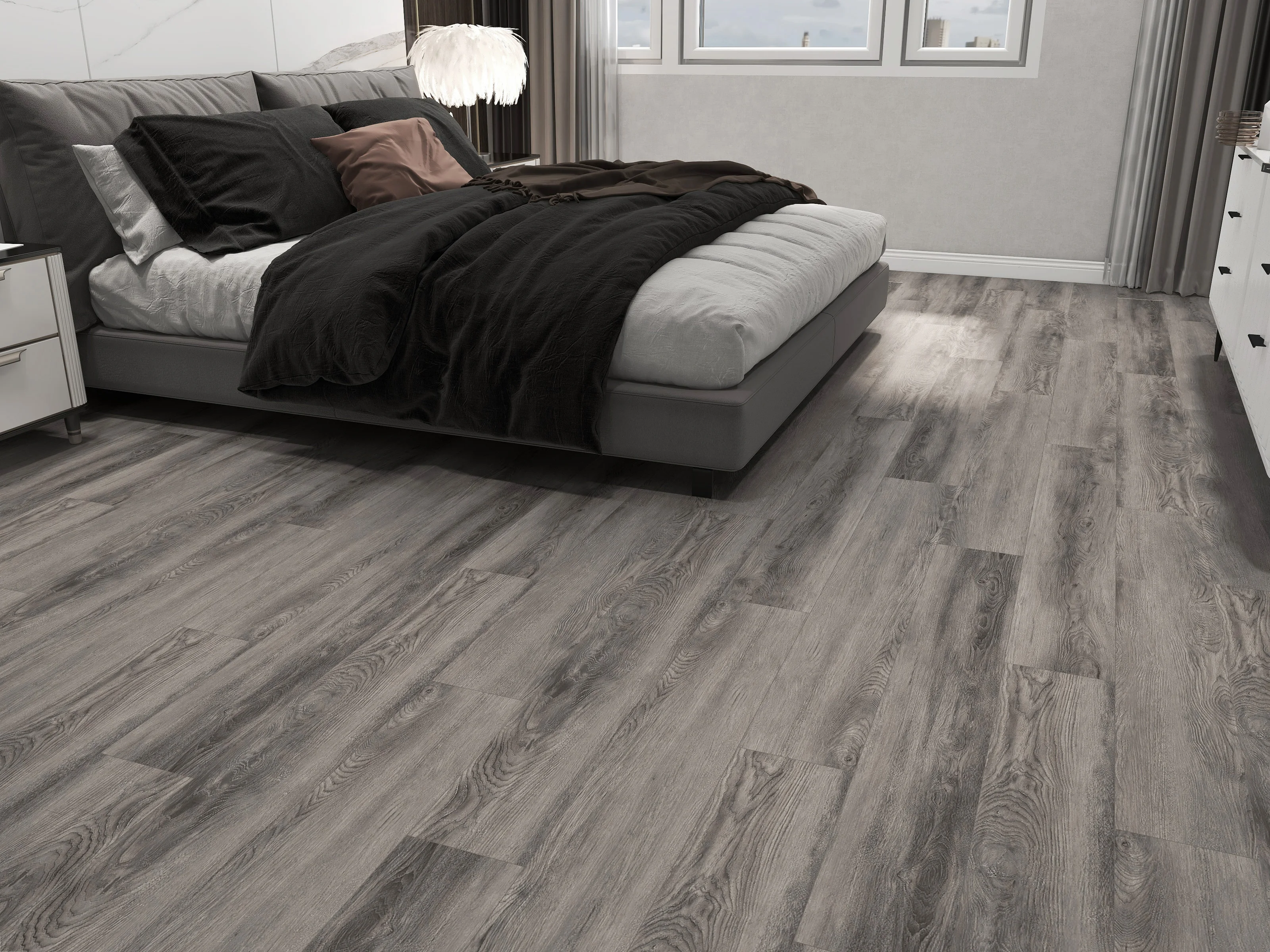 УФ-покрытие EIR с глубоким тиснением и жестким покрытием виниловая доска из ПВХ напольная плитка