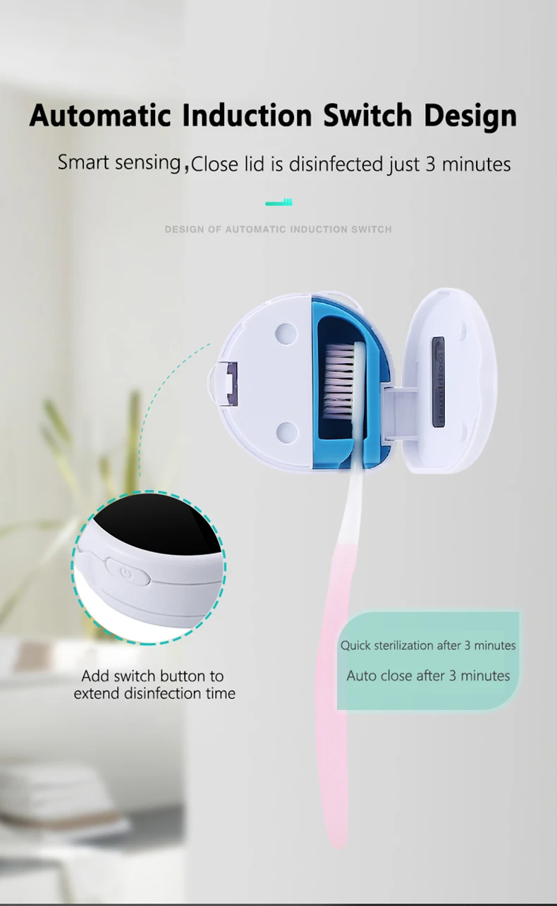 PSB multi function mini travel portable uv light toothbrush sterilizer