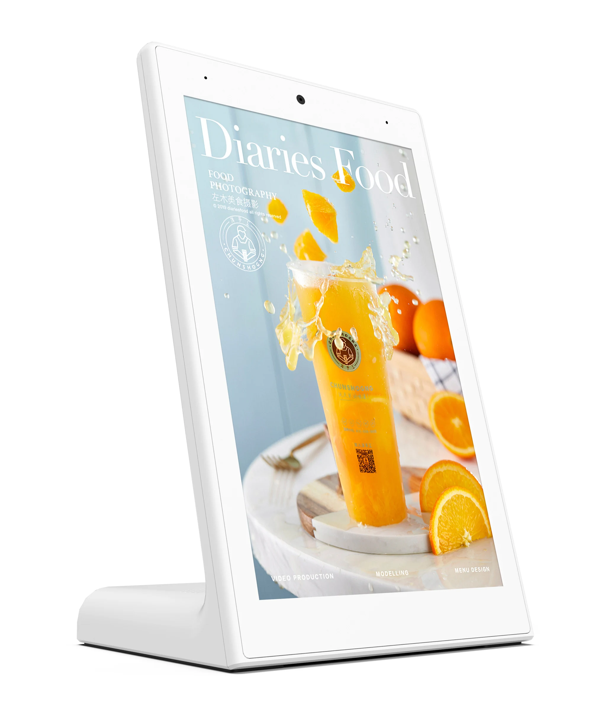 MWE 10.1Inch Touchscreen Tablet L-Type Menu Display Interactive Food Menu Table Top Digital Signage For Restaurants Coffee Shop