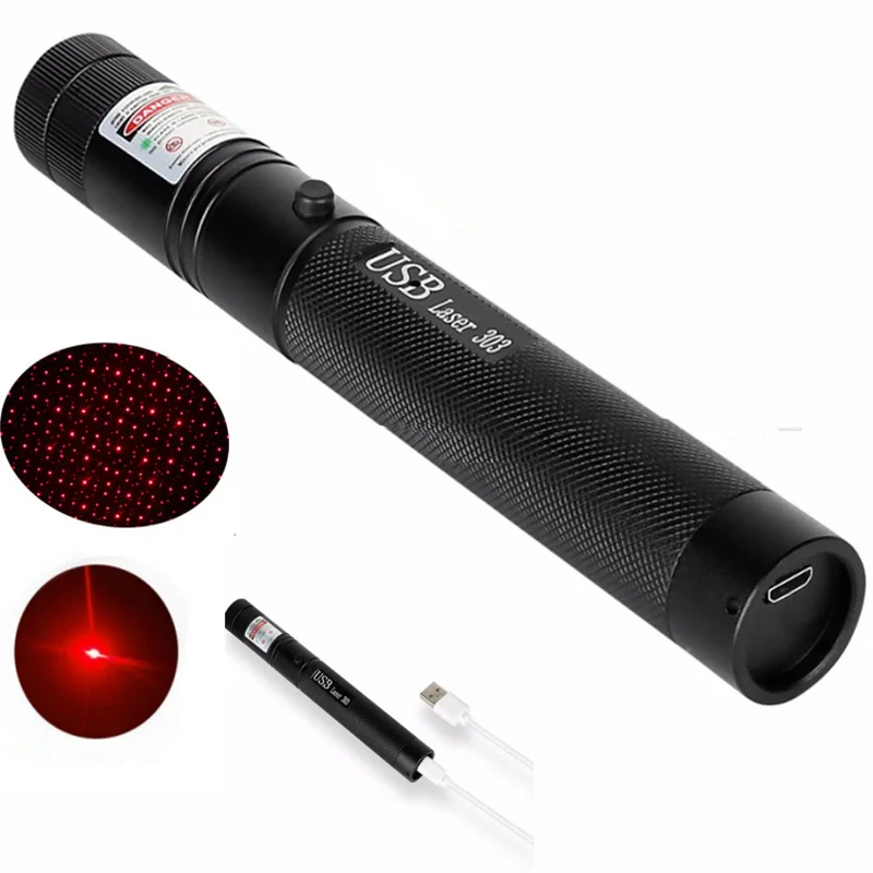 Pet Cat Toy 303 Stars Laser Green Sight USB Charge Flashlight Red Blue Green Laser Pointer 303 Pen