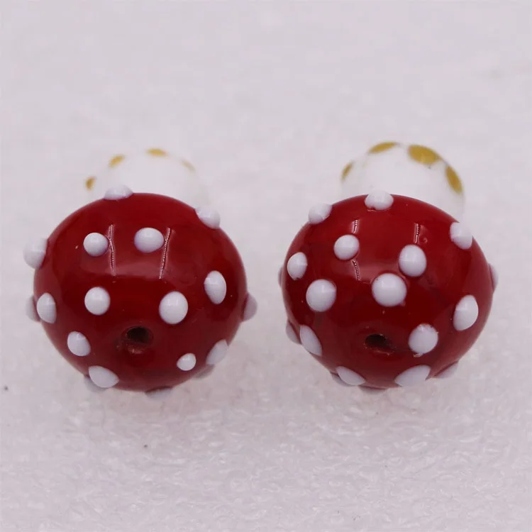 17*20mm Fancy Murano Art Glass Red Mushroom Beads with 2mm hole