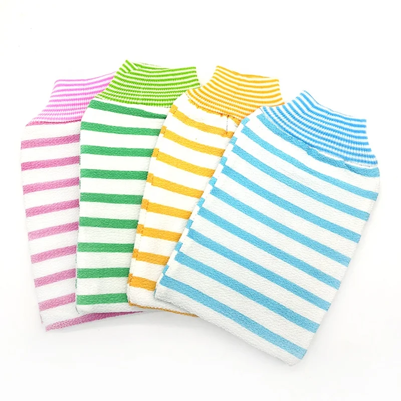 Korean Exfoliating Gloves with Colorful Stripes on Sale are a Hit Eco Friendly Exfoliating Mitts Deep Exfoliation