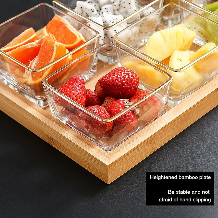 Nordic light luxury creative home coffee table serving tray fruit snack melon seeds wooden frame fruit plate storage dish