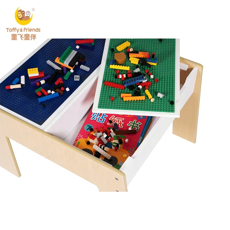 Toffy & Friends Children Brick Play Table with Storage Space in Universe Design