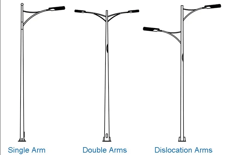 Высококачественный уличный Однорычажный круглый конический оцинкованный светодиодный солнечный уличный фонарь 3-10 м