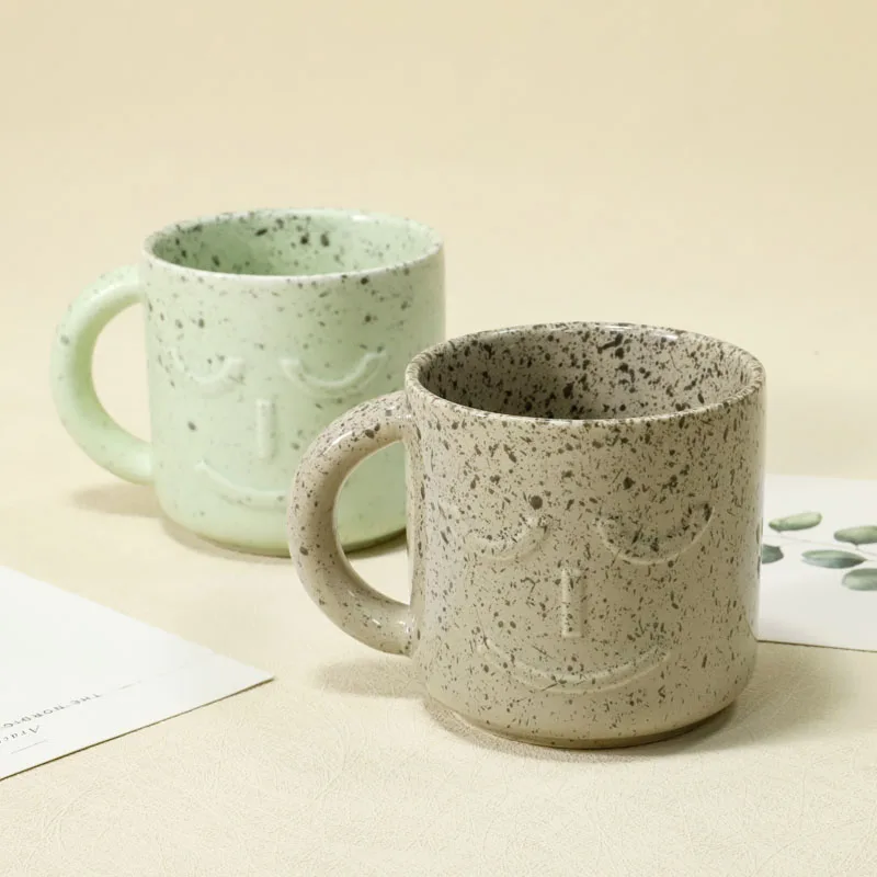 handmade nordic gift drinkware ceramic cup embossed human face porcelain ceramic coffee clay mug