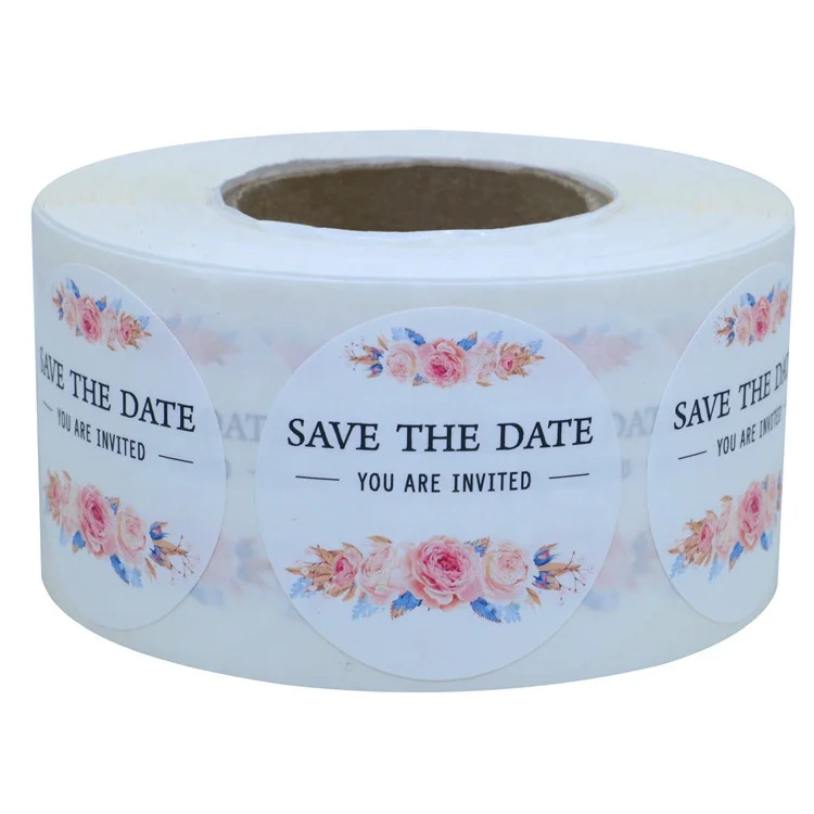 Hybsk colorful Flowers Save The Date Stickers for wedding card total 500 labels per roll