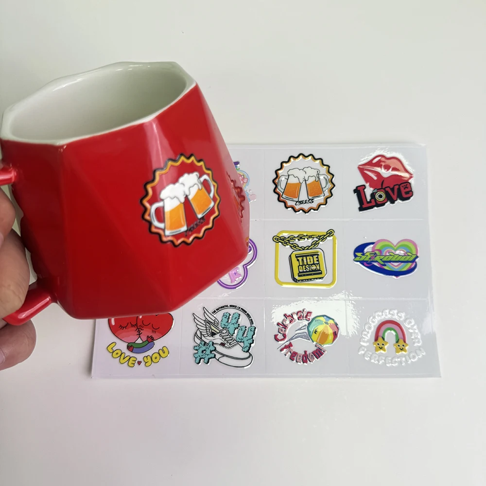 UV Transfer Logo Stickers Customized 3D Text Trademark Metal Labels