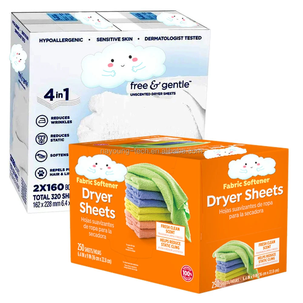 Eco-friendly Laundry Softener Dryer Sheets Fresh Scent Customized Tumble Fabric Softener Dryer Sheet For Daily Use