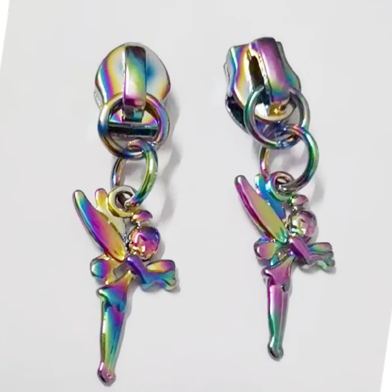 #5 Angel rainbow nylon zipper pull