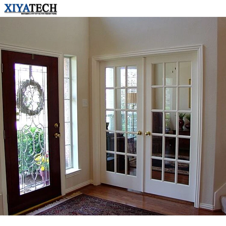 XIYATECH Factory customization modern house interior white aluminium french doors with fiberglass front entry exterior door