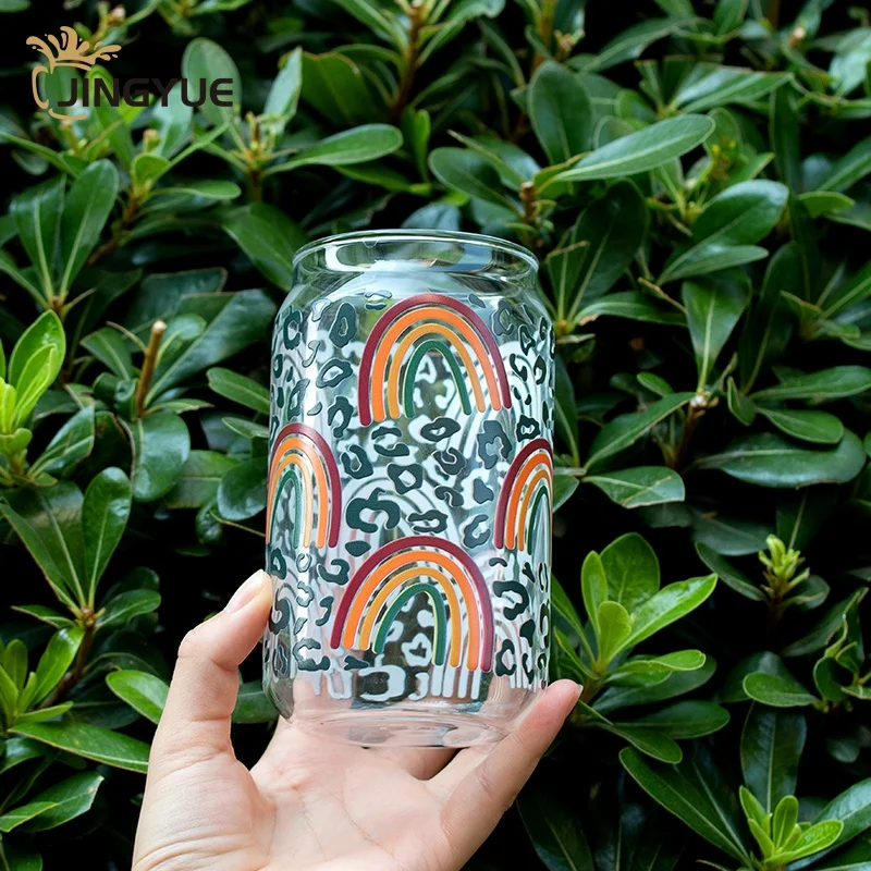 Custom Logo 13oz 16oz 25oz Sublimation Blank Soda Can Shaped Beer Glass Cola Drinking Glass with Lid and Straw for for Kitchen