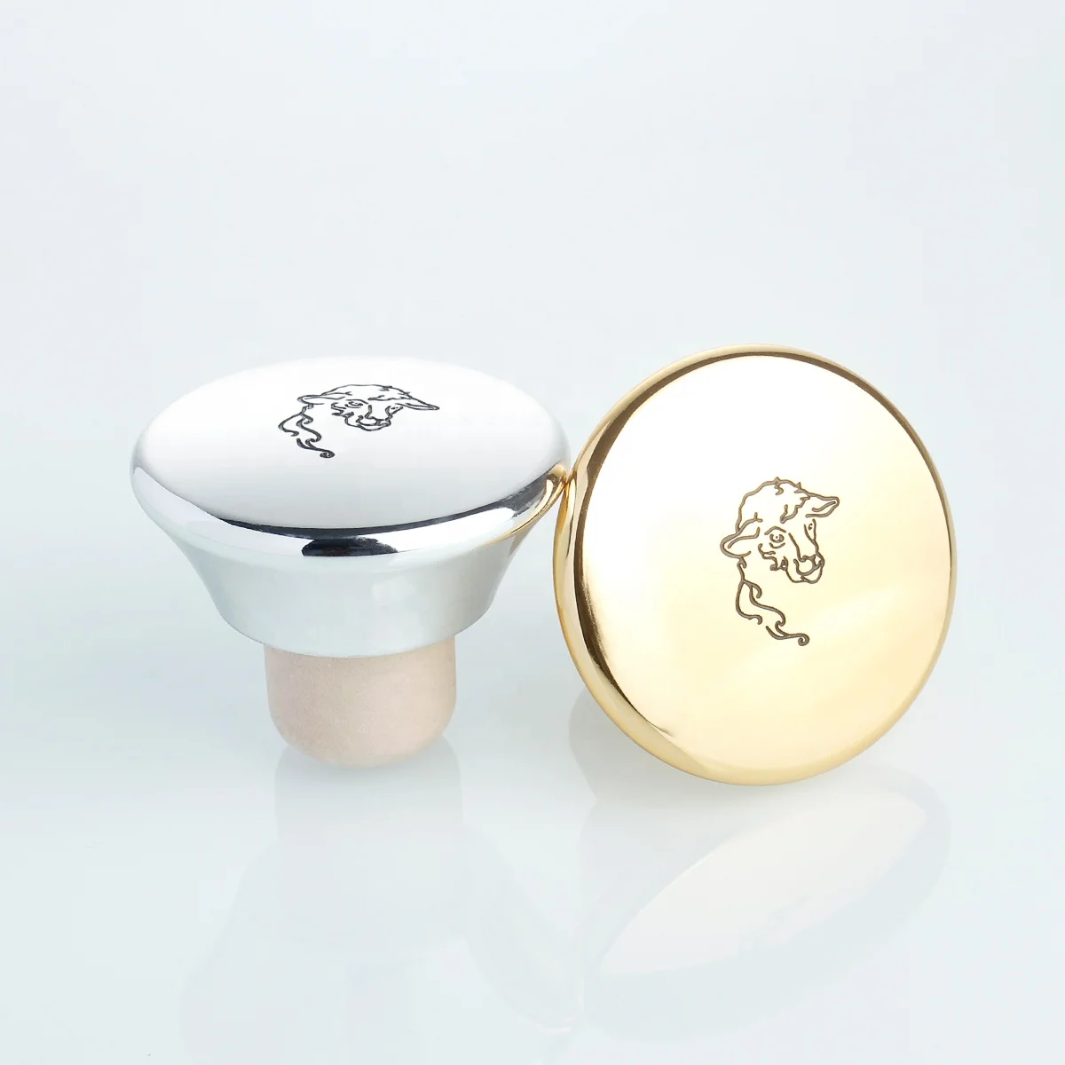 Custom Electroplating Stopper  Bar Top Cap T Shape Cork Liquor Whisky Wine Spirit Bottle Stopper with Logo