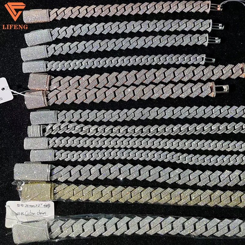 Custom Cuban Link Chain with S925 Silver & Moissanite Diamond Necklace Fashion Jewelry Bracelet Sizes 12MM 15MM 18MM 20MM Gifts