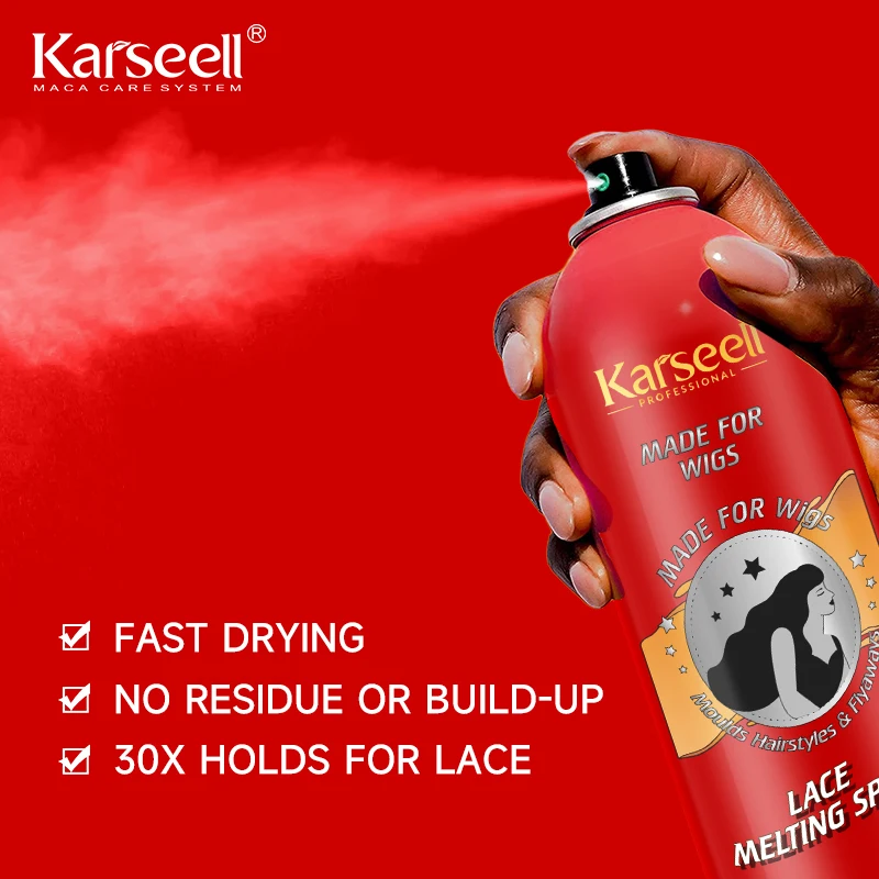 Karseell Hair Glue Spray Lace Wig Adhesive Fast-Drying Extreme Firm Hold Wig Glue No Residue Lace Melting Spray