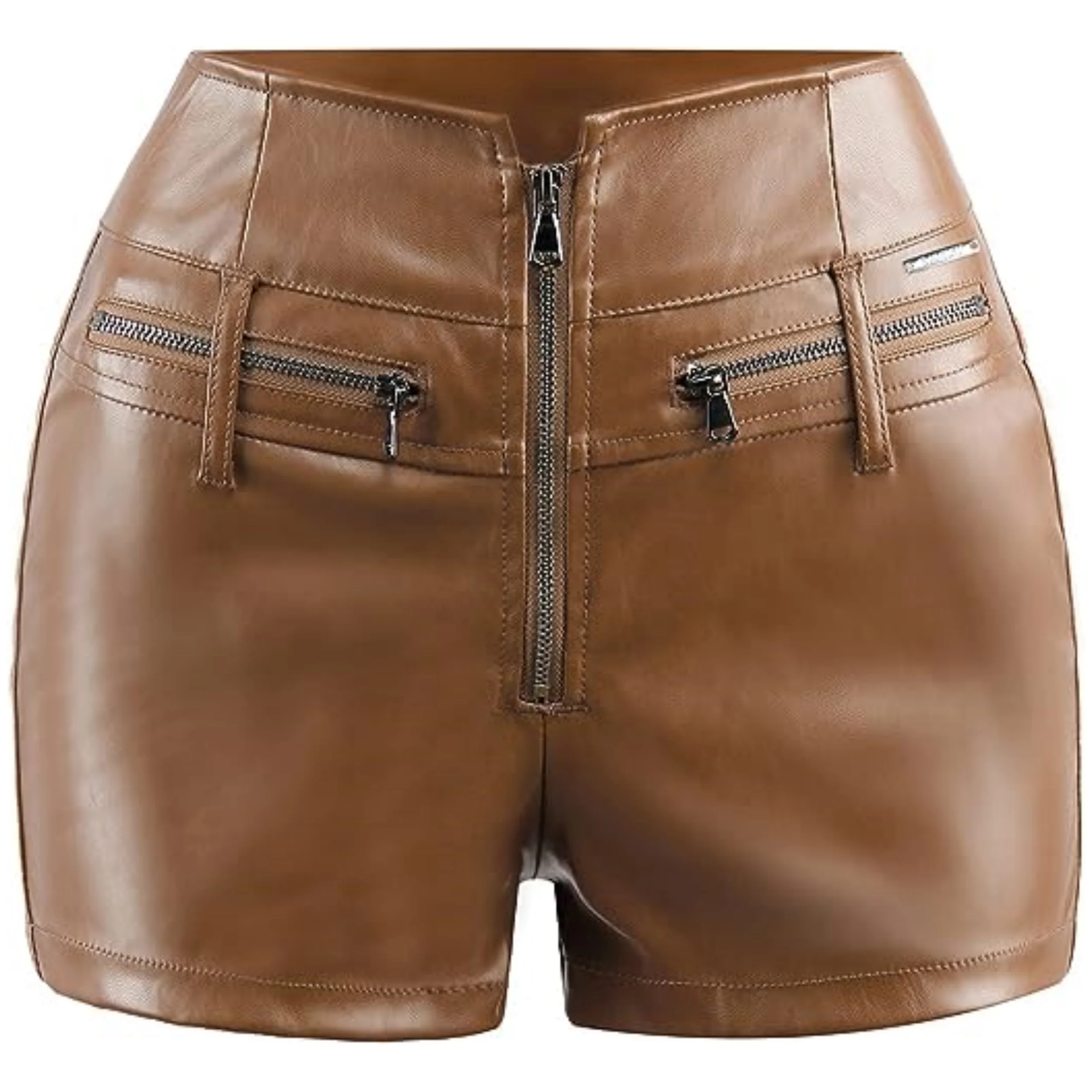 High waist  black leather shorts  female sexy shorts  biker stretch  casual shorts for women