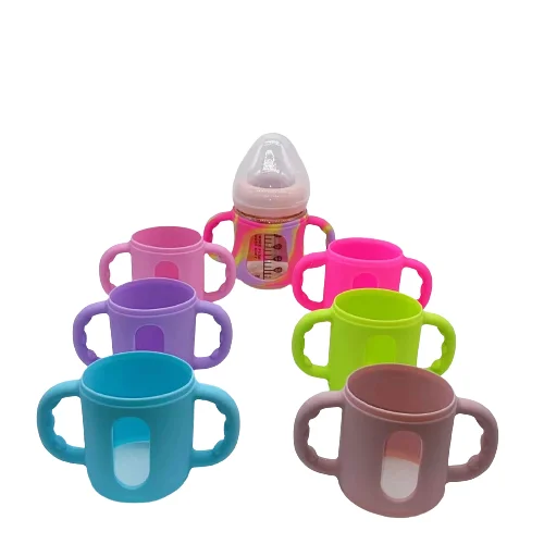 150ml 180ml 200ml 270ml 300ml Food Grade Silicone Bottle Cover Handled Bottled Babi Handle Bottled