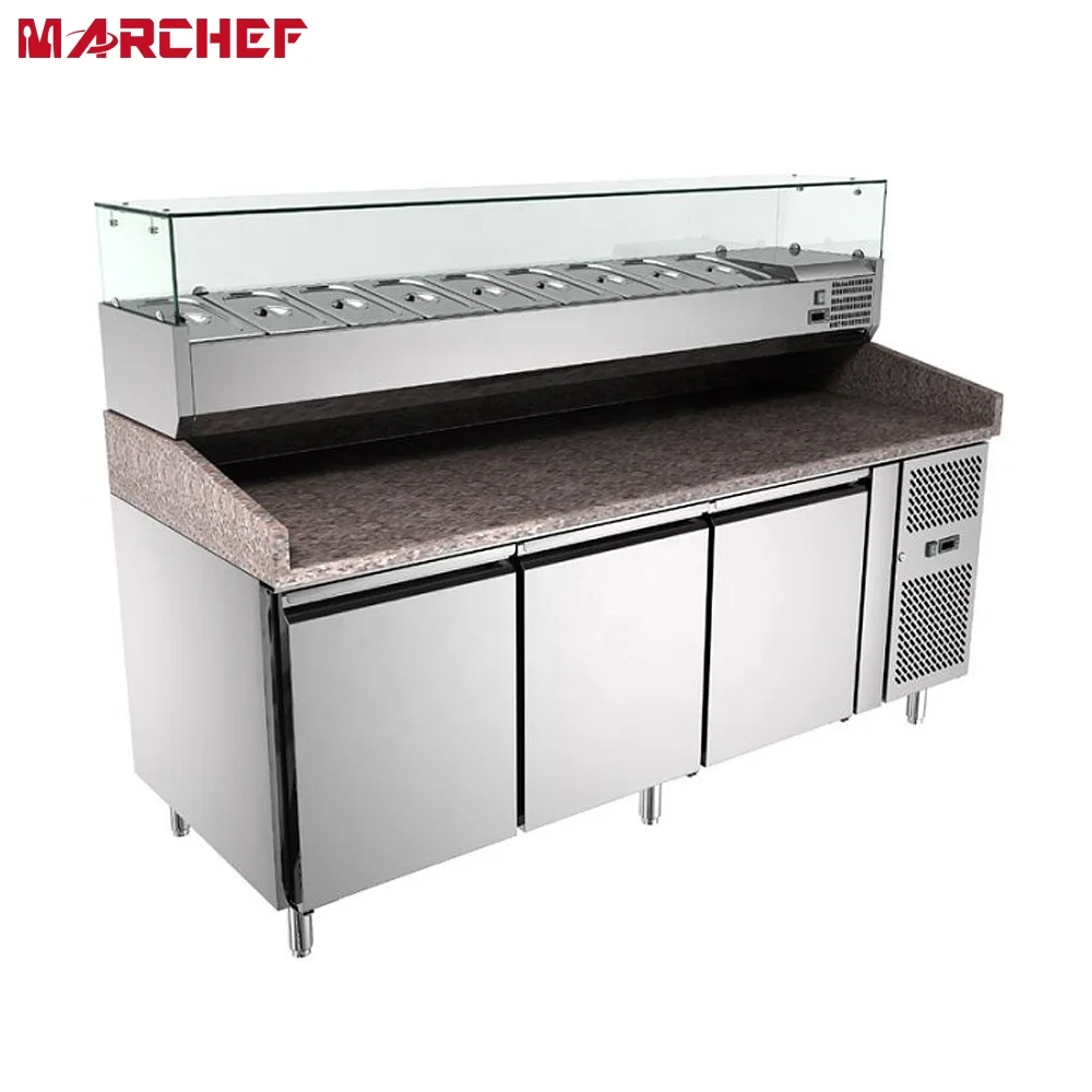 CE commercial Stainless Steel Pizza Prep Table display refrigerator luxury pizza counter