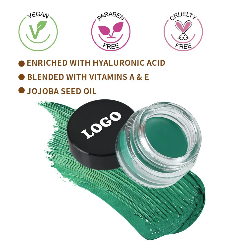 Custom Best Quality Waterproof Eyeliner Private Label Vegan Cruelty Free Long Lasting Colorful Matte Gel Eyeliner Cream
