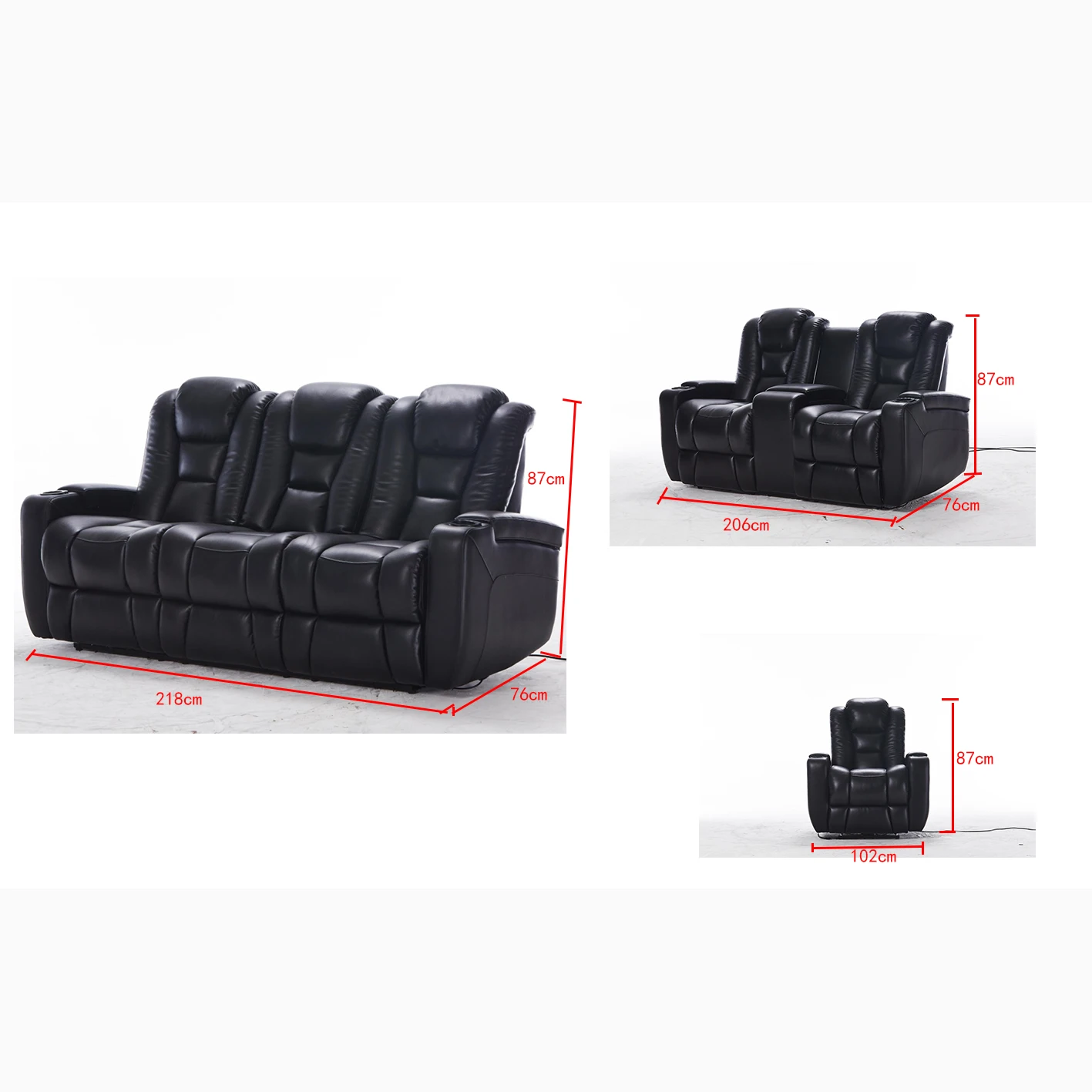Modern Splicing Process Furniture 1+2+3 Electric leather Recliner Sofa set living room
