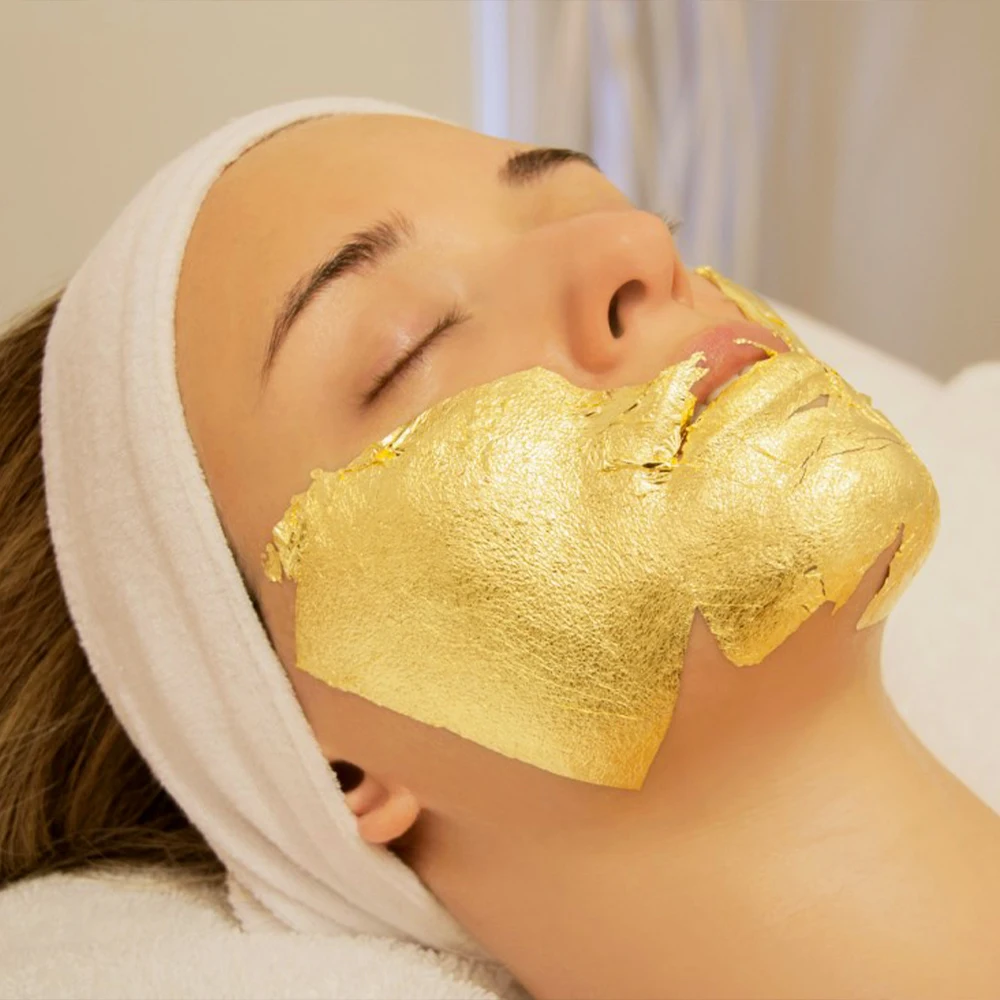 8 x 8 cm Genuine 24K Gold Leaf Foil Facial Mask Skin Care Cake Ice Cream Decoration 99.9% Gold Foil Sheets Edible Gold Leaf