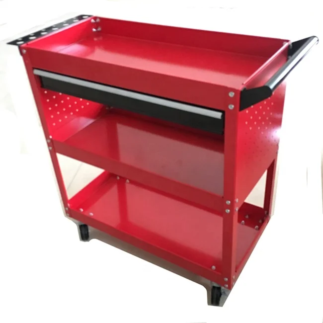 Cheap Steel 1 drawer 2 mesh plate 3 tray tool carts  trolley service counter