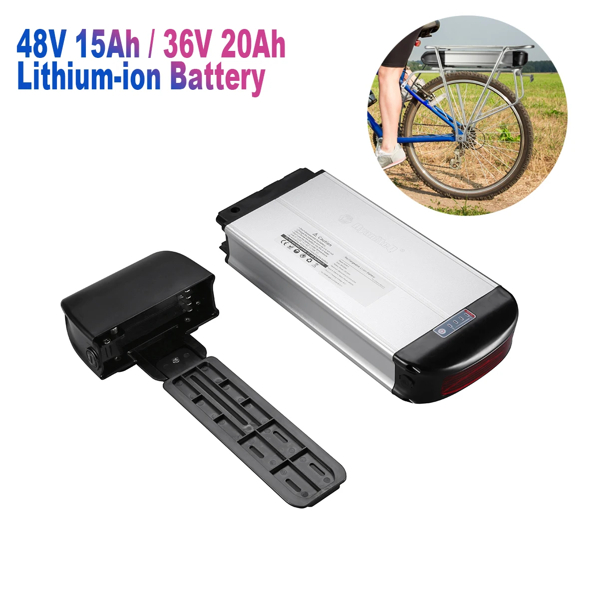 US warehouse 36V48V 15Ah20Ah digital batteries ion battery rear rack ebike lithium battery