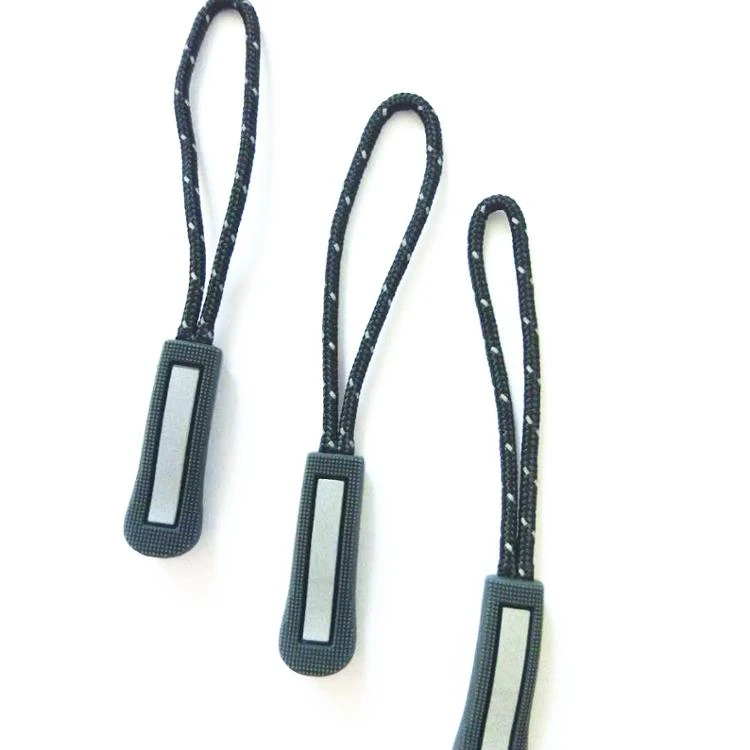 Reflective zipper TPU PVC  Rope Rubber  puller for zipper of  garments and Bags