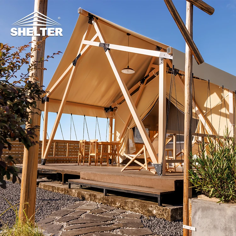 5mx8m Outdoor Modular Resort Camping Tent Ready Made Canvas Lodge Frame Tents House Safari Lodge Tent