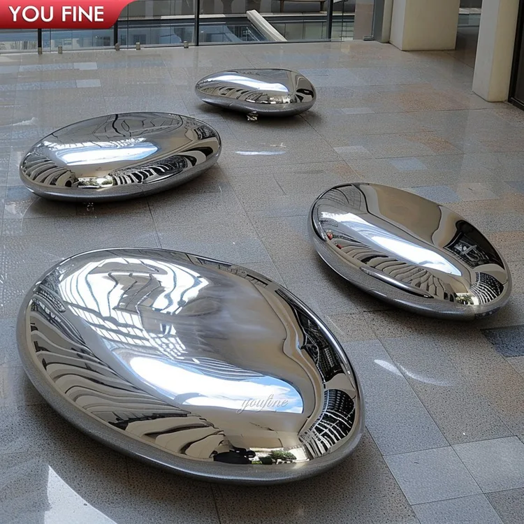 Custom Size Pebble Art Modern Metal Decorations Stone Home Stainless Steel Sculpture