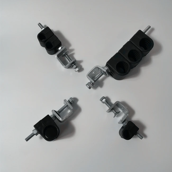 Two way feeder cable clam for 1/4-1/2-7/8 1-1/4 1-5/8 RF feeder cable