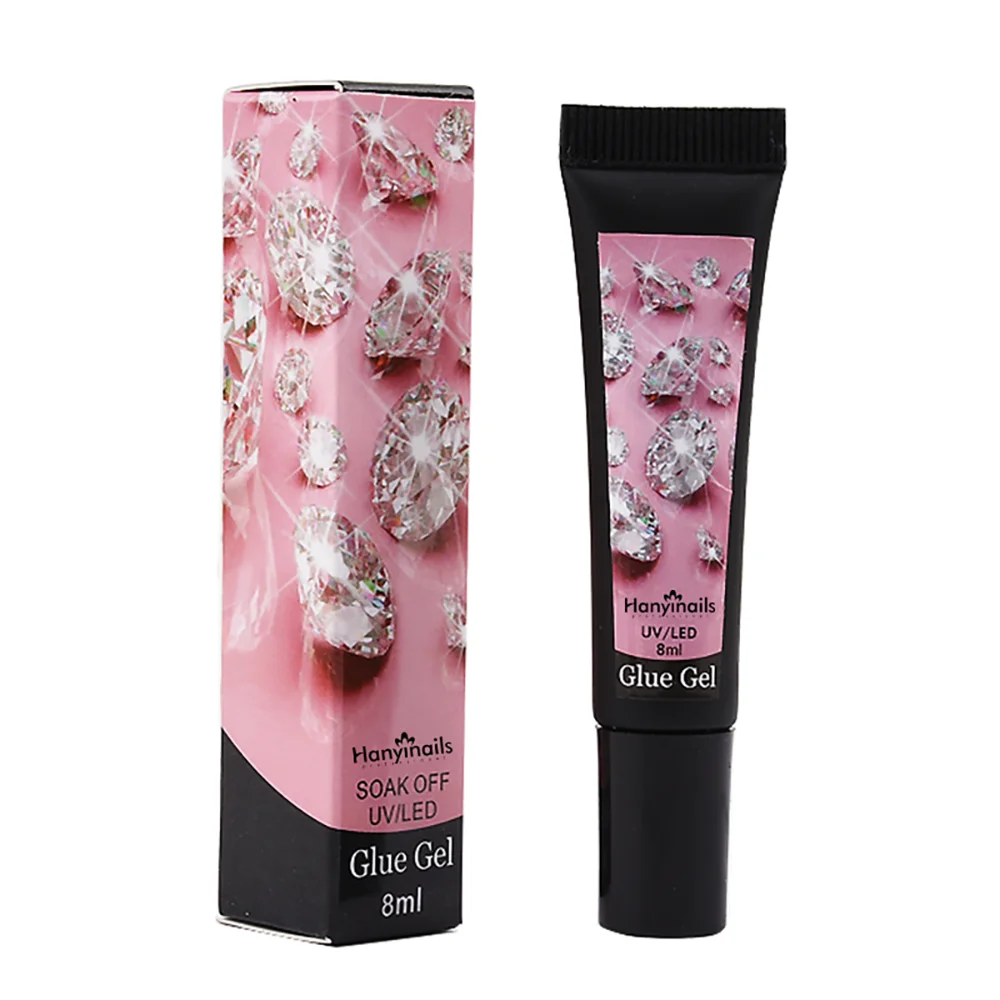 Hanyinails wholesale nail art super sticky adhesive Gems Jewelry uv solid no wipe rhinestone glue gel