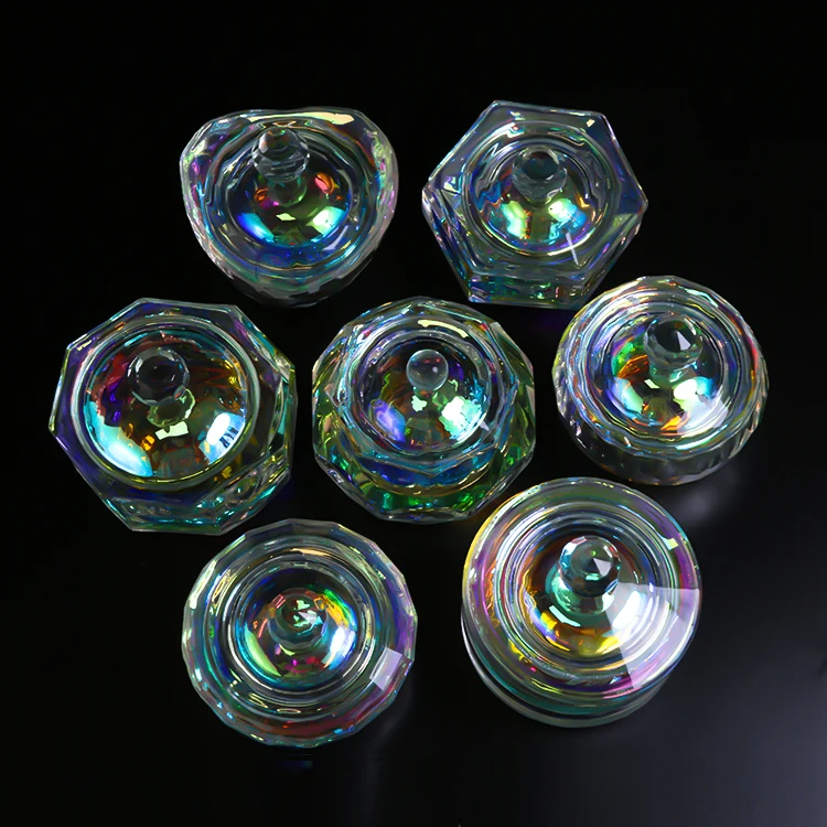 Crystal Glass Nail Dappen Dish Colorful Acrylic Powder Liquid Dish Container Acrylic Powder Liquid Cup Holder Nail Monomer Dish