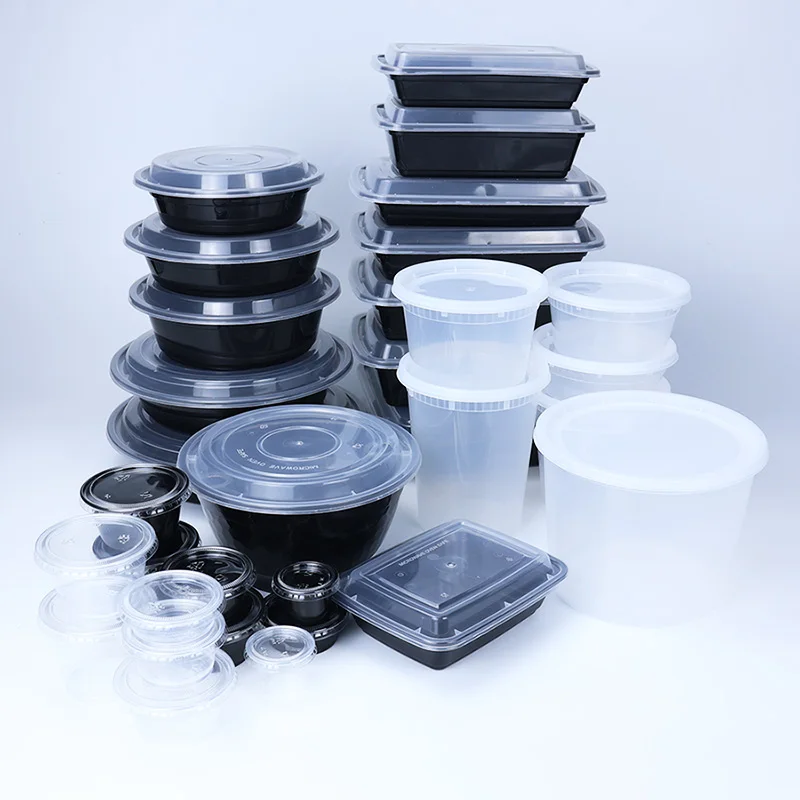 Catering And Coffee Shop Chain Durable Microwave-Safe Clear Plastic Meal Prep Deli Cup Container with Airtight Lids