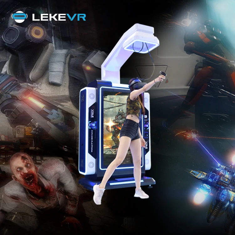 LEKE VR Business Project Coin Operated 9D Interctive VR Arcade Platform Shooting Virtual Reality Gaming Equipment