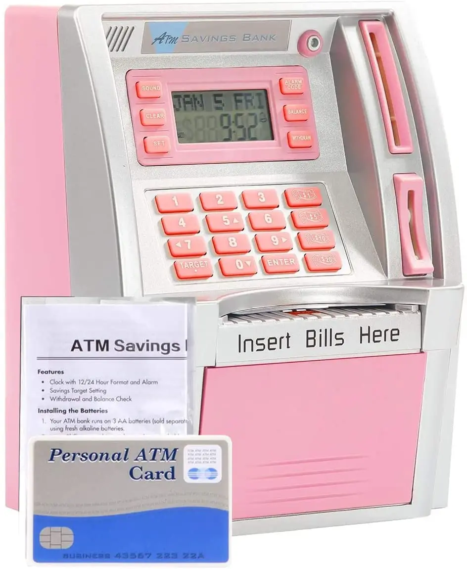 2022 Upgraded ATM Savings Piggy Money Bank for Real Money for Kids Adults with Debit Card,Password Login,Coin Recognition
