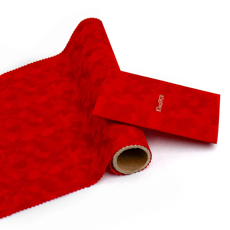 New Design Red Color Jewelry Box Interlining Yellow Crushed Velvet Fabric Spunlace Sticky Flocking Material