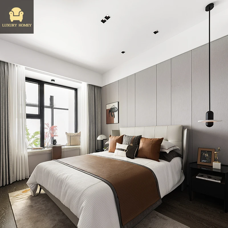 One Stop Luxury Furniture Solution Modern Art Furniture Designer Bedroom Soft Bed Combination Set