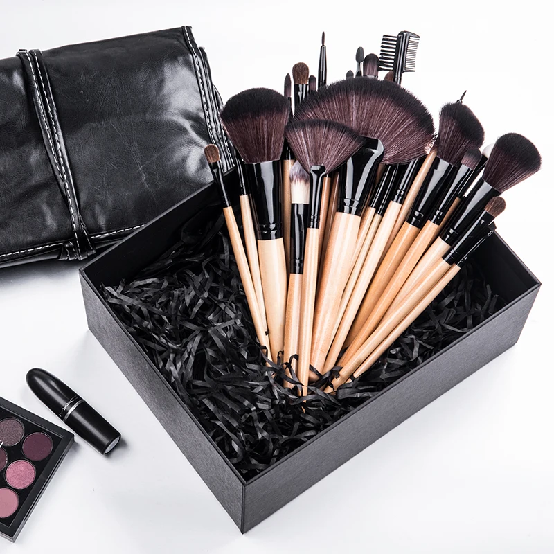 32pcs Good Quality Wooden Handle Makeup Brush Roll Types Of Makeup Brushes