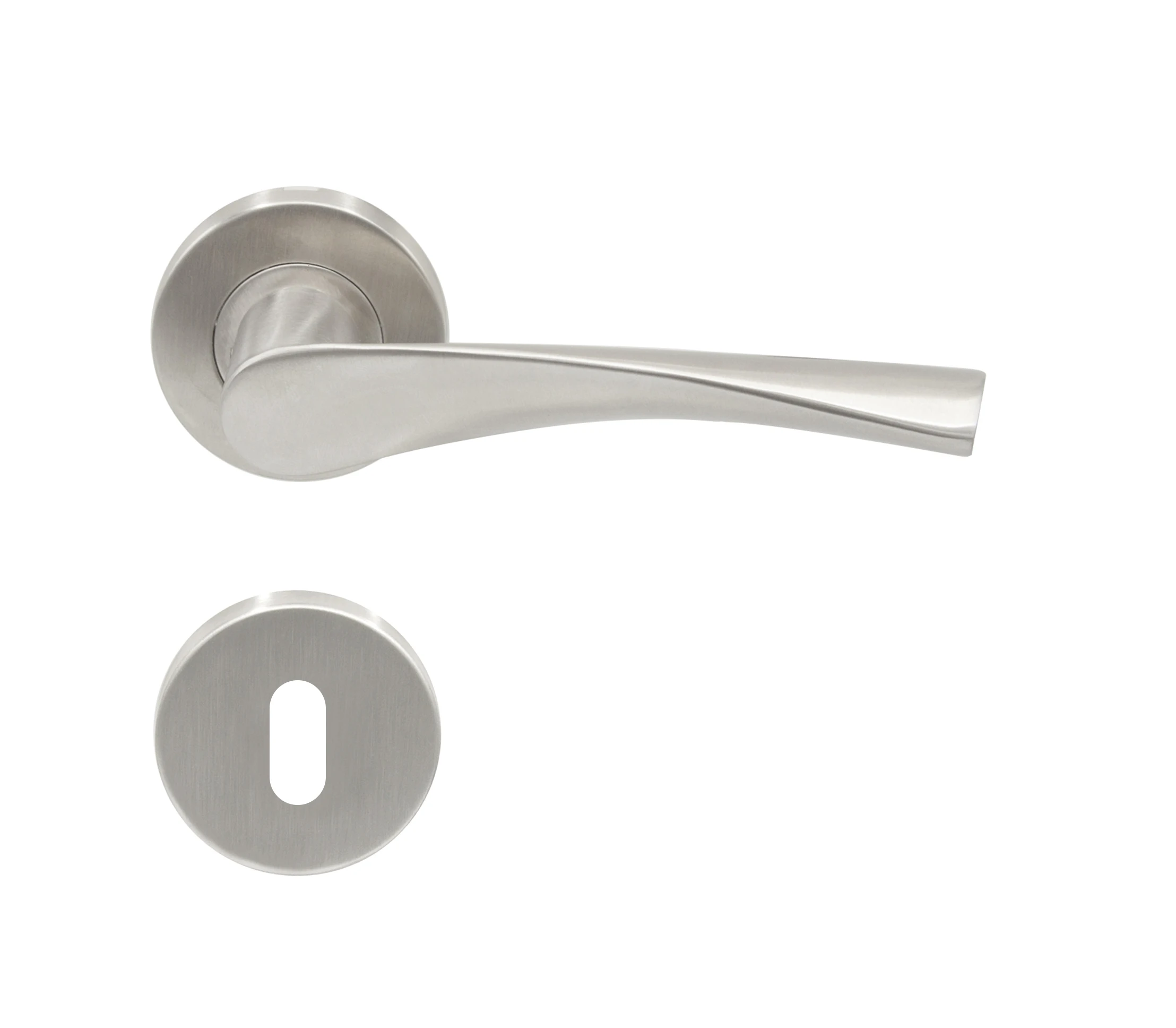 Security Hardware Key Hole Lever Stainless Steel Handle With Metal Rosettes
