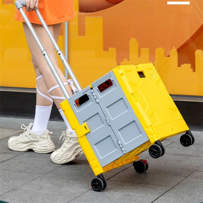 Small Folding Food Supermarket 3 Wheels Climbing Luggage Carts Foldable Shopping Trolleys Cart