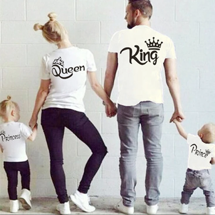 Hot Family Shirts Family Matching Clothes Matching Father Mother Daughter Son Clothes King T shirt