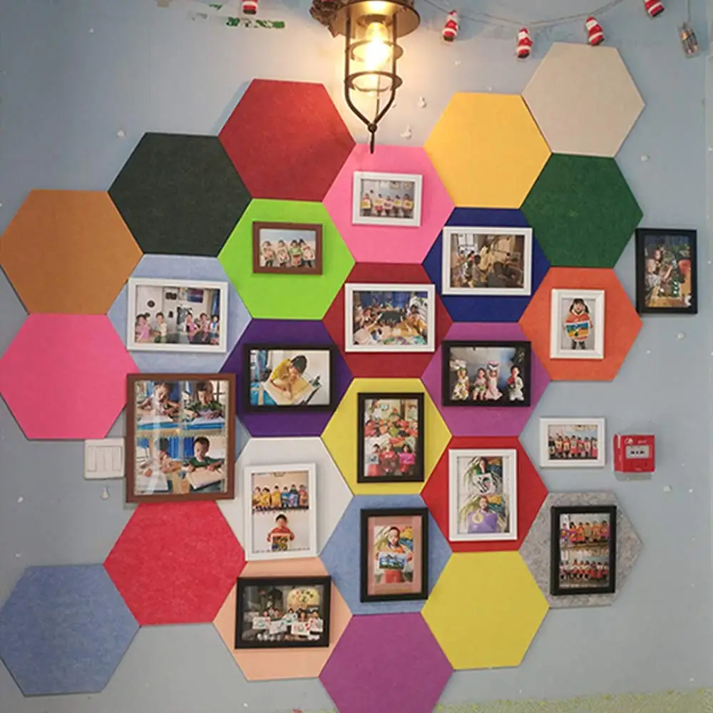 
Amazon decoration home decor colorful self adhesive eva foam cork memo board hexagon wall tiles felt bulletin board 