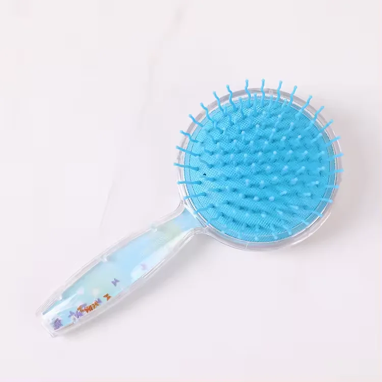 New Design Cartoon Children Glitter Floral Design Paddle Hair Brush Round Fancy Styling Hair Brush