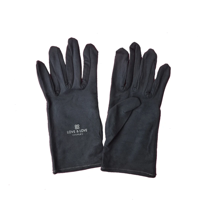 silkscreen logo microfiber velvet jewelry gloves for exhibition  show grey