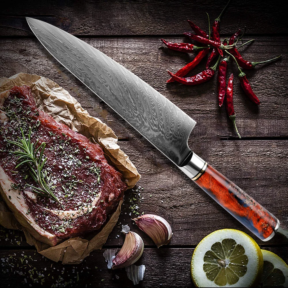 Hot Selling Color Resin Handle VG10 Damascus Chef Knife