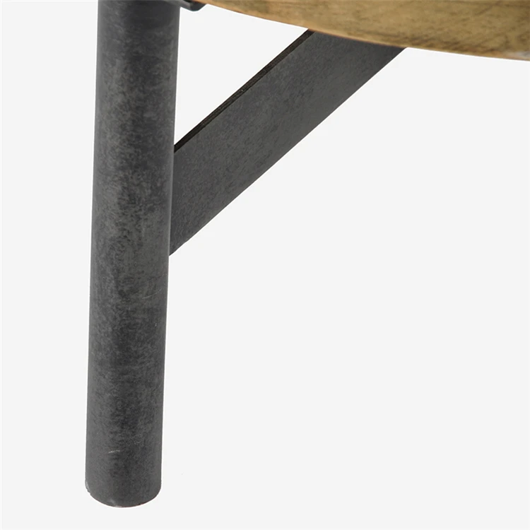 
Smart Coffee Table Round Wooden Industrial Reclaimed Pine Top With Metal Base 