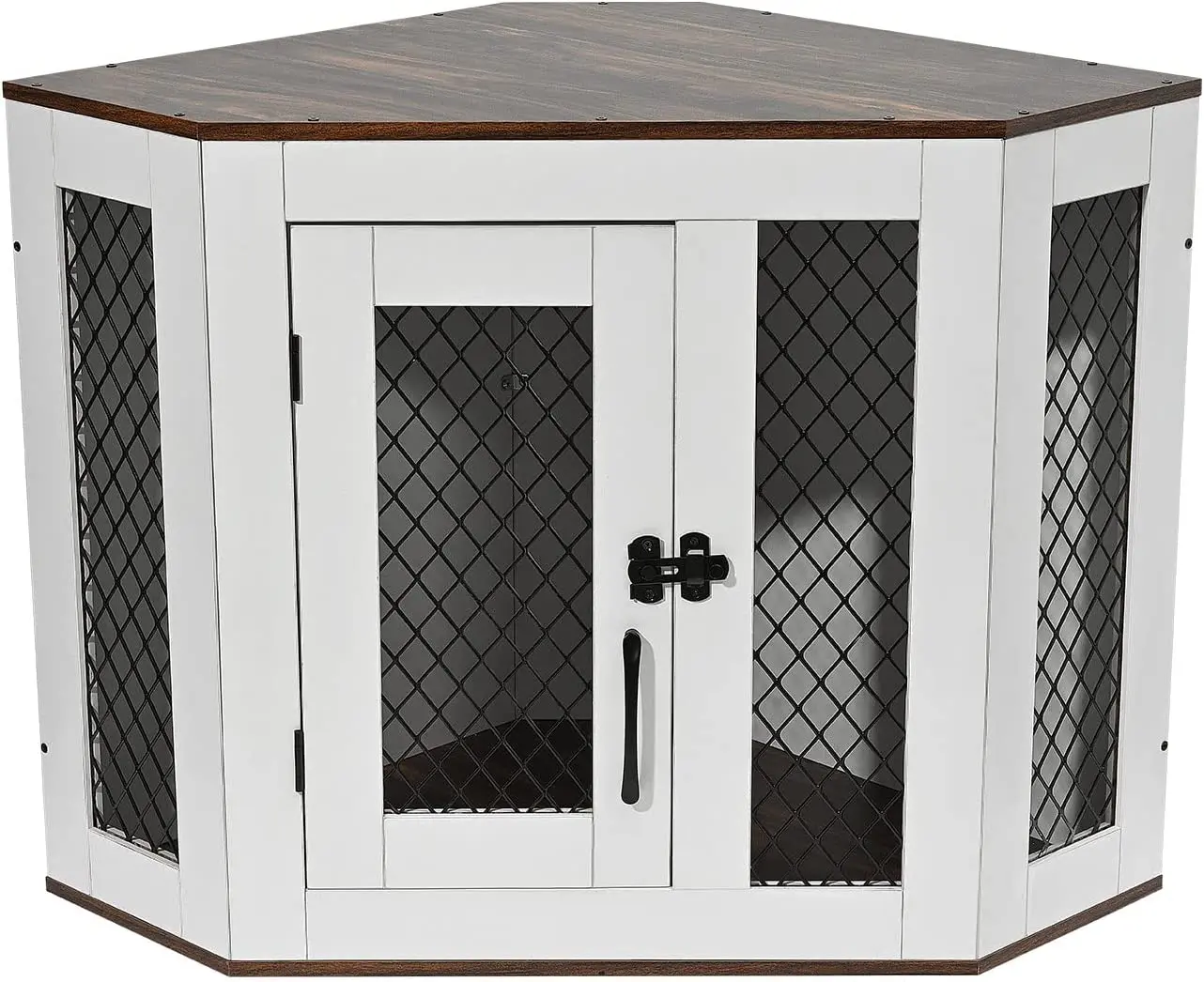 Corner dog cage furniture Wooden kennel end table with door furniture style interior for small medium sized dogs