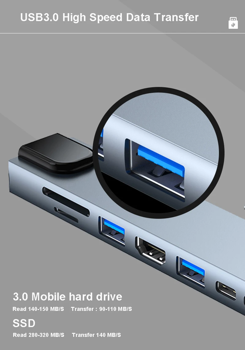 8 в 1 док-станции 4K HD Ethernet TF карты SD USB 3 0 типа C для RJ45 портов HUB macbook адаптер